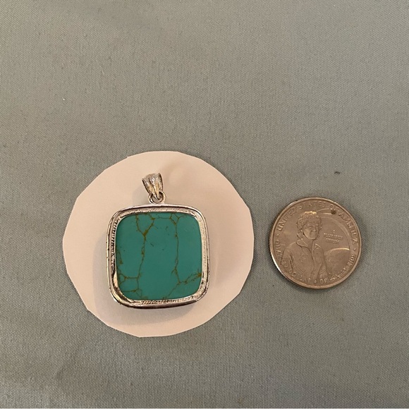 Turquoise Pendant with Silver Frame - Picture 2 of 3